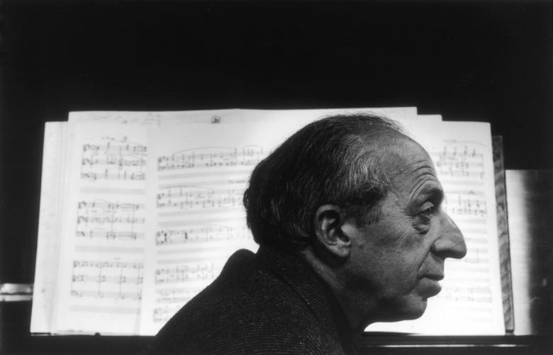 Aaron Copland at the piano — photograph by Arnold Newman